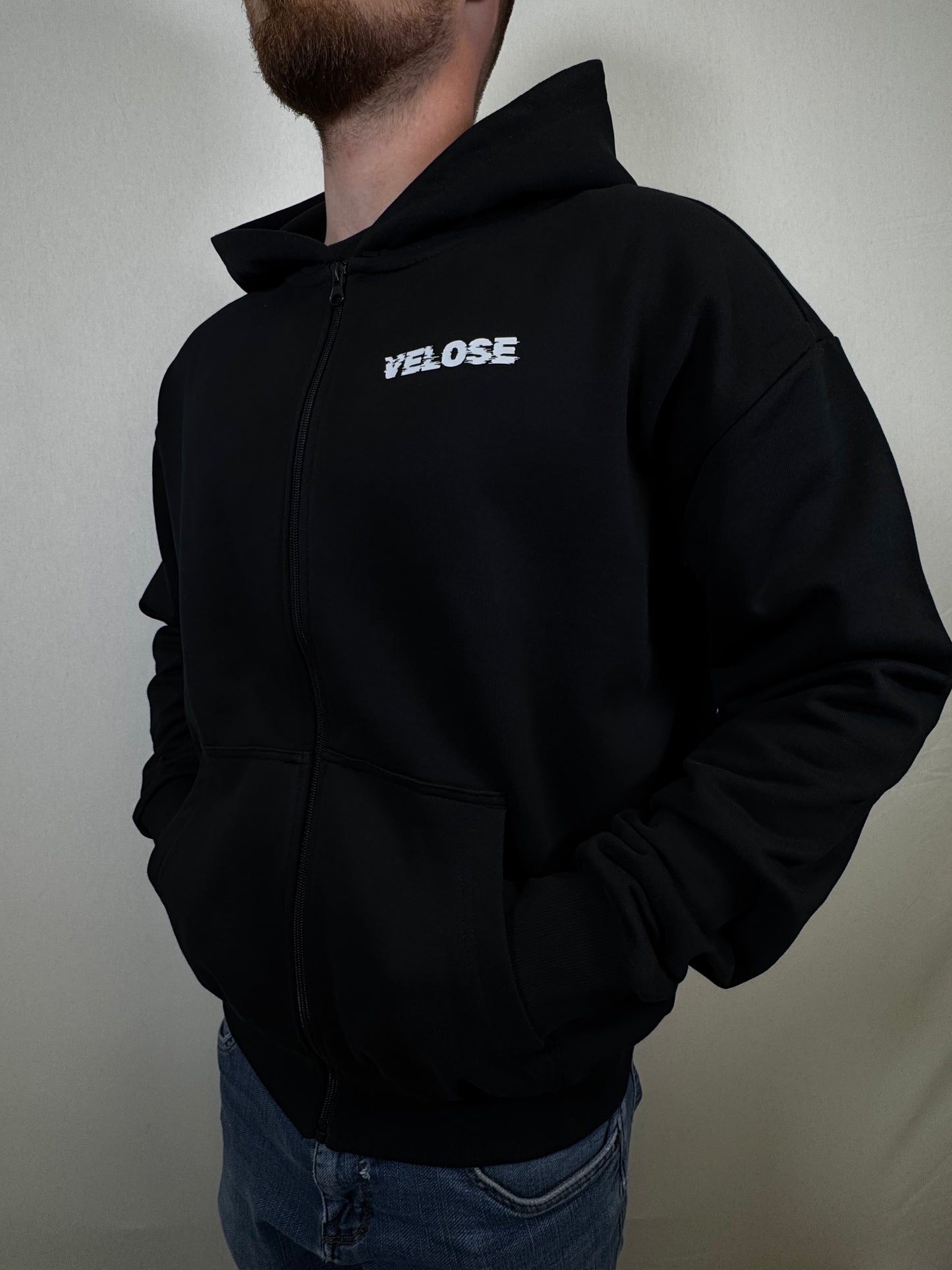 ZIP HOODIE BLACK VELOSE