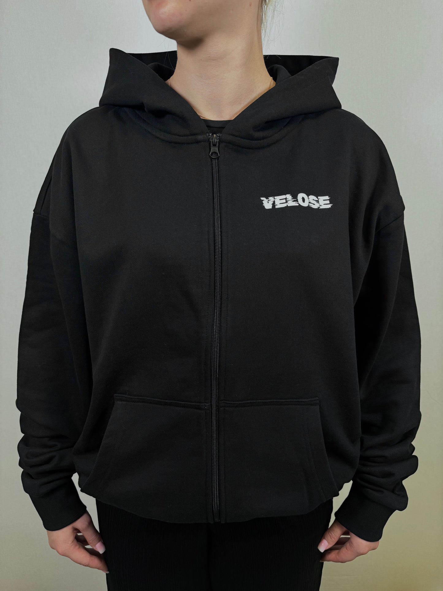 ZIP HOODIE BLACK VELOSE