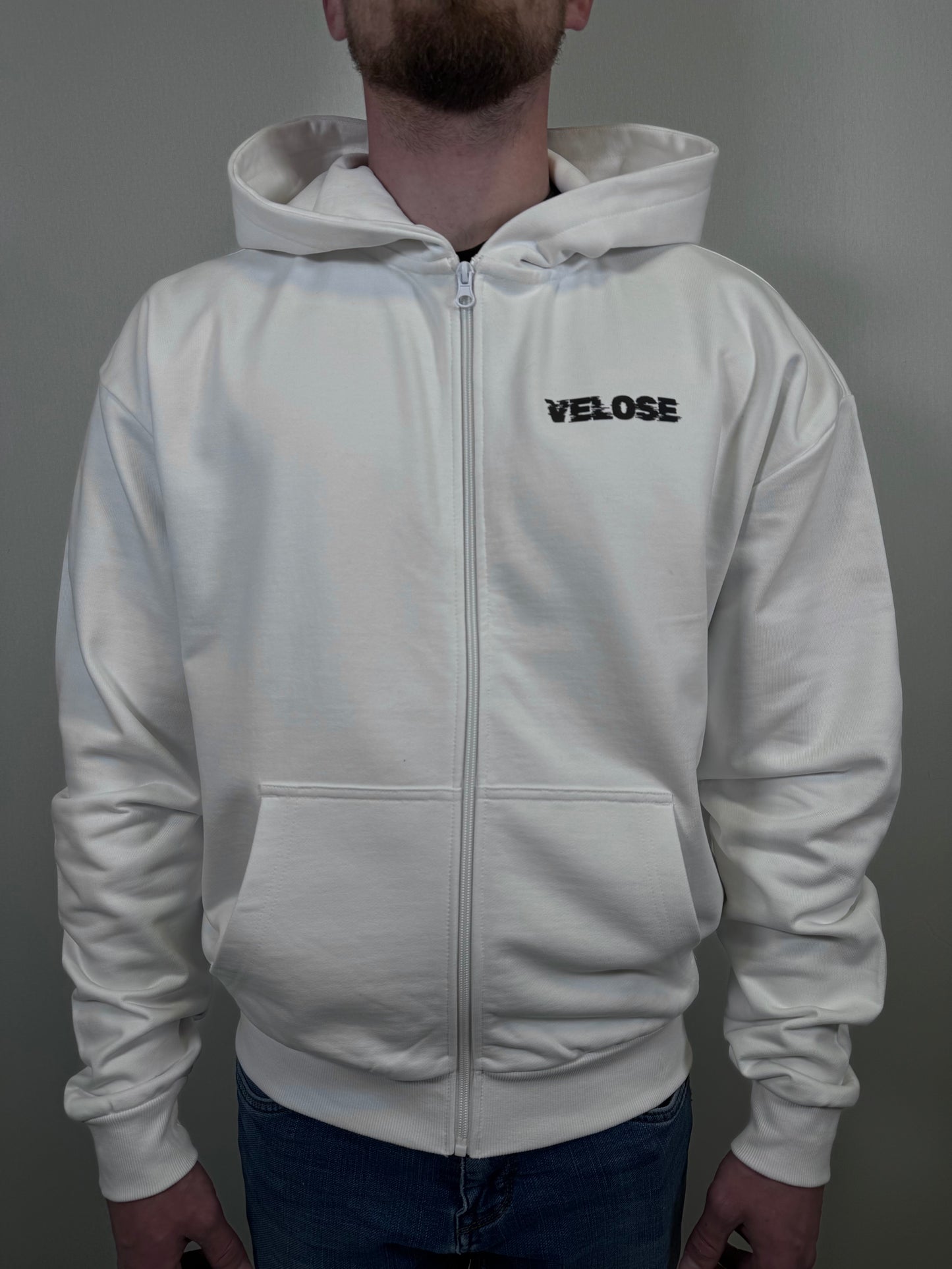ZIP HOODIE WHITE VELOSE