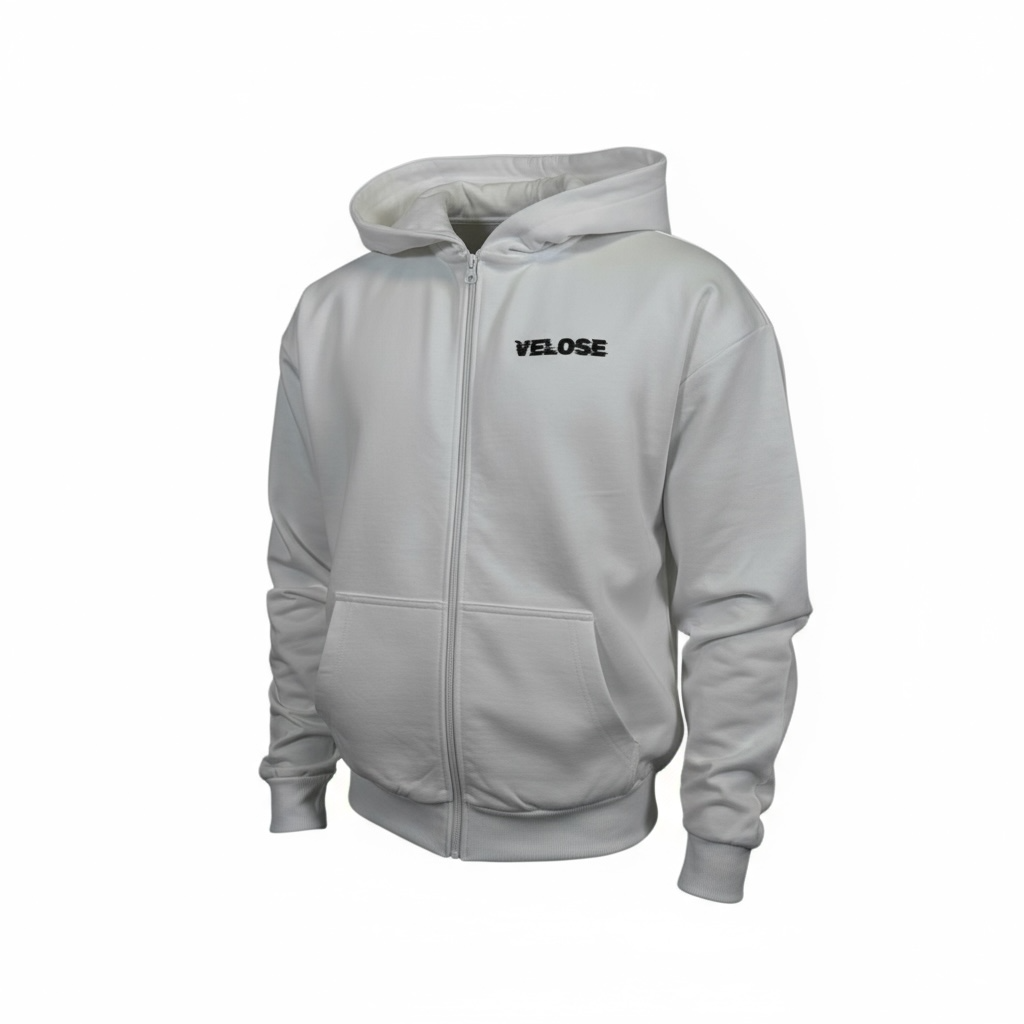 ZIP HOODIE WHITE MEN VELOSE