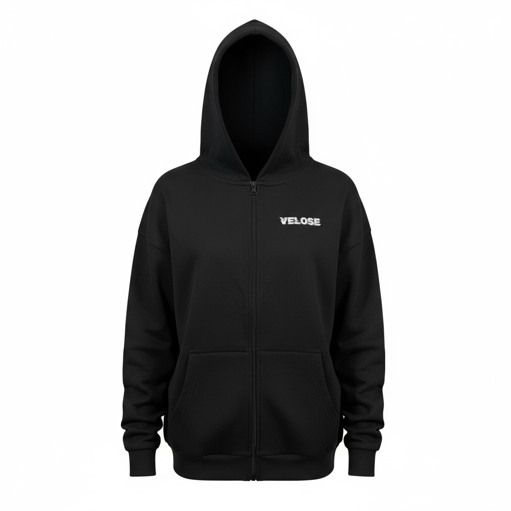 ZIP HOODIE BLACK MEN VELOSE