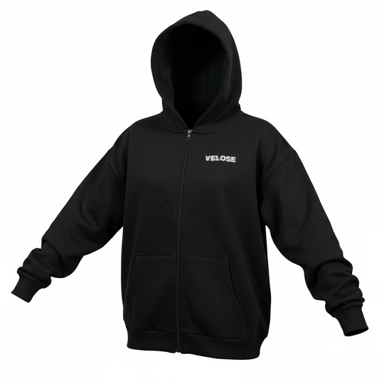 ZIP HOODIE BLACK MEN VELOSE