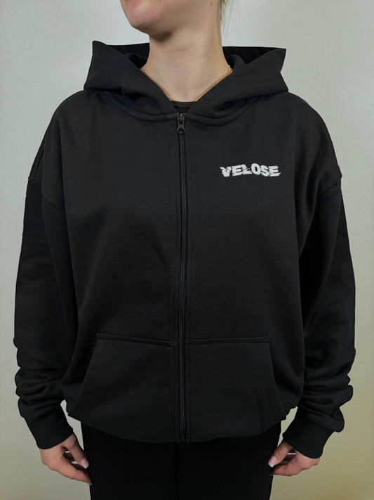 ZIP HOODIE BLACK VELOSE