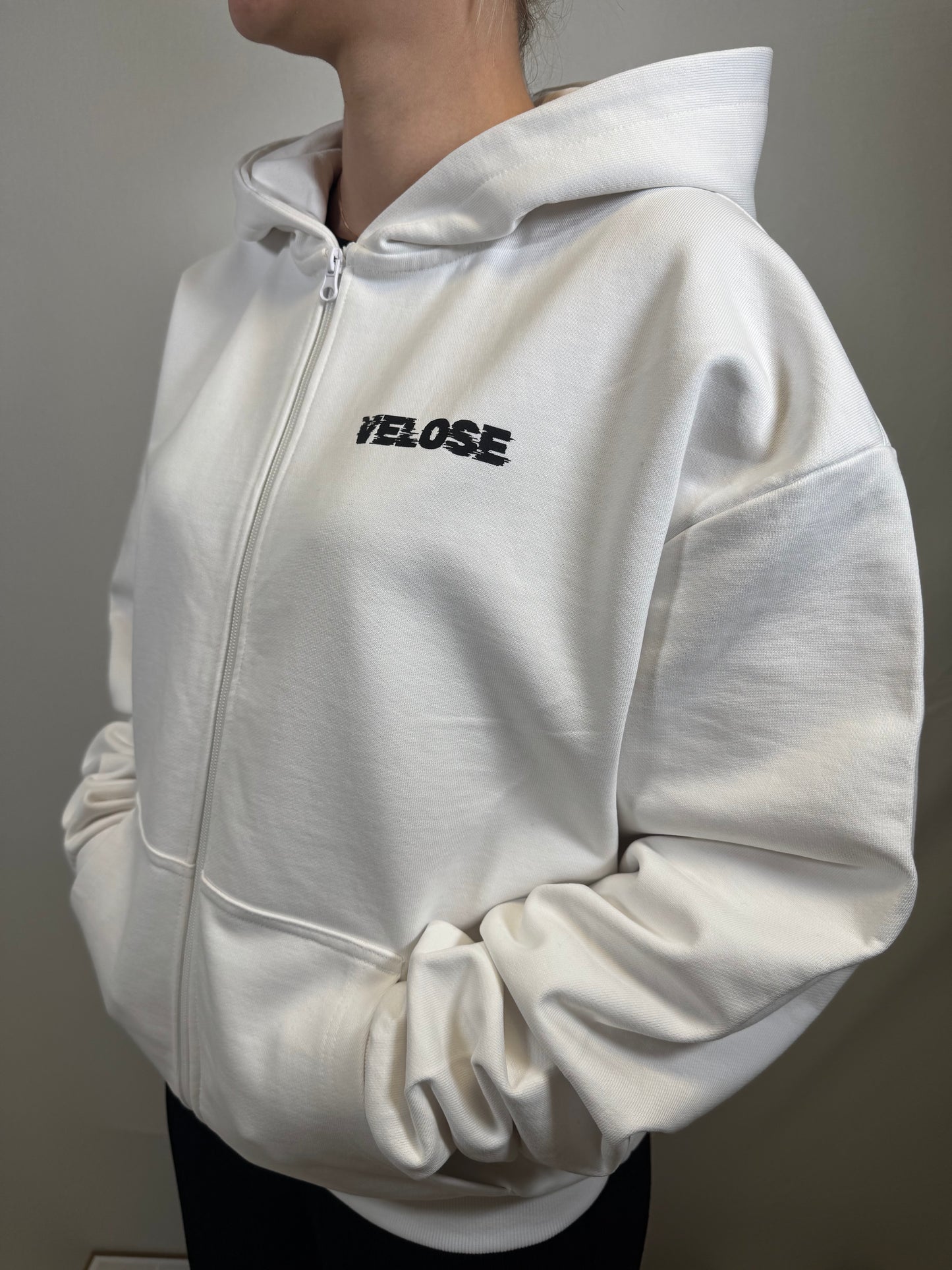 ZIP HOODIE WHITE VELOSE