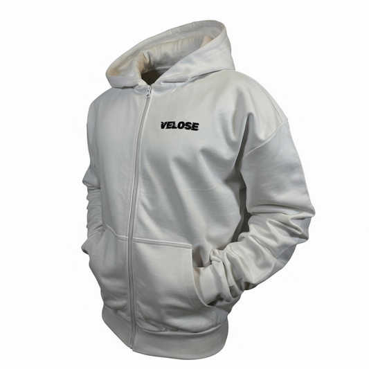 ZIP HOODIE WHITE MEN VELOSE