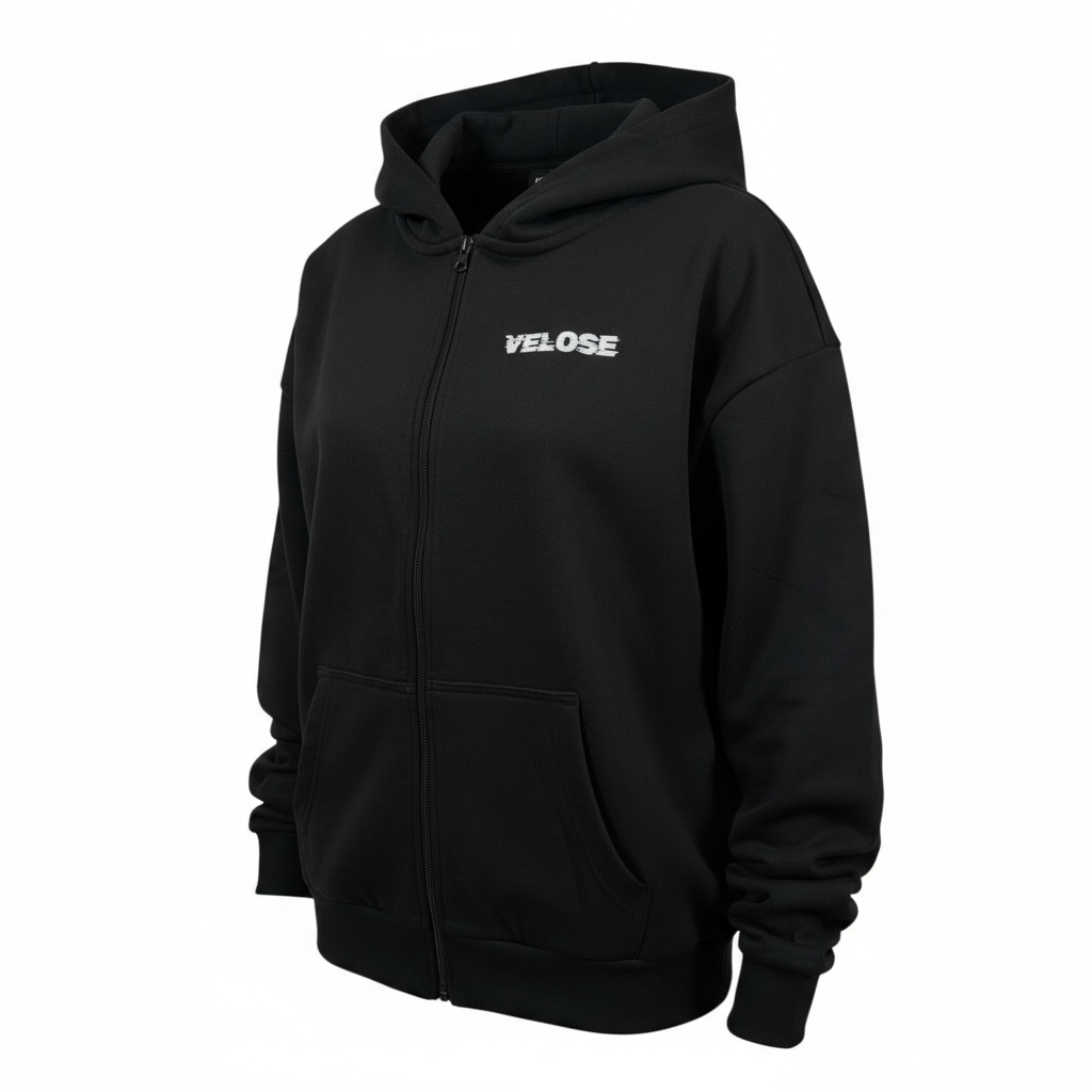 ZIP HOODIE BLACK WOMAN VELOSE