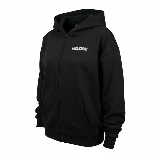 ZIP HOODIE BLACK WOMAN VELOSE