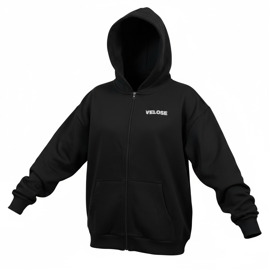 ZIP HOODIE BLACK MEN VELOSE